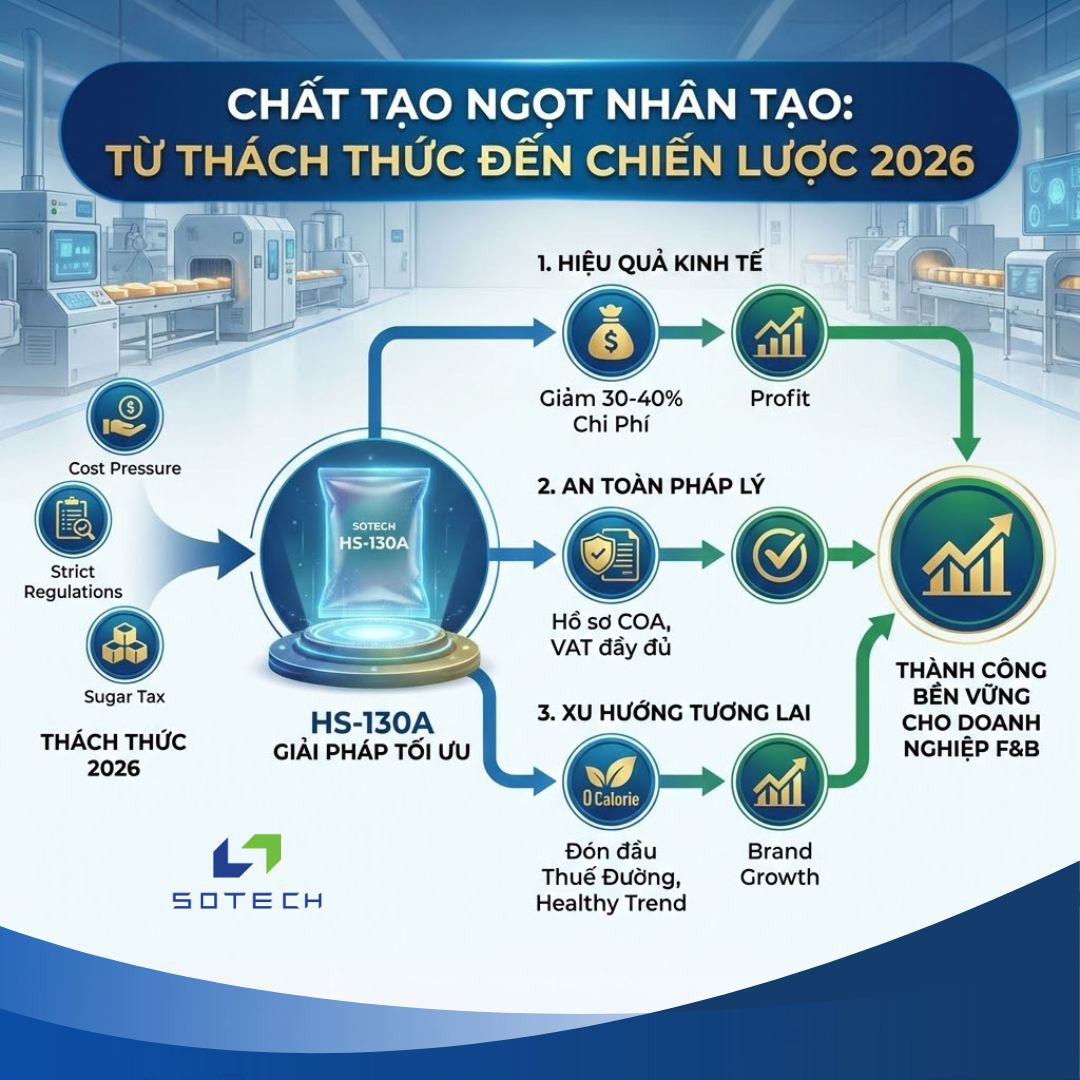 Chất tạo ngọt nhân tạo trong chiến lược sản xuất 2026